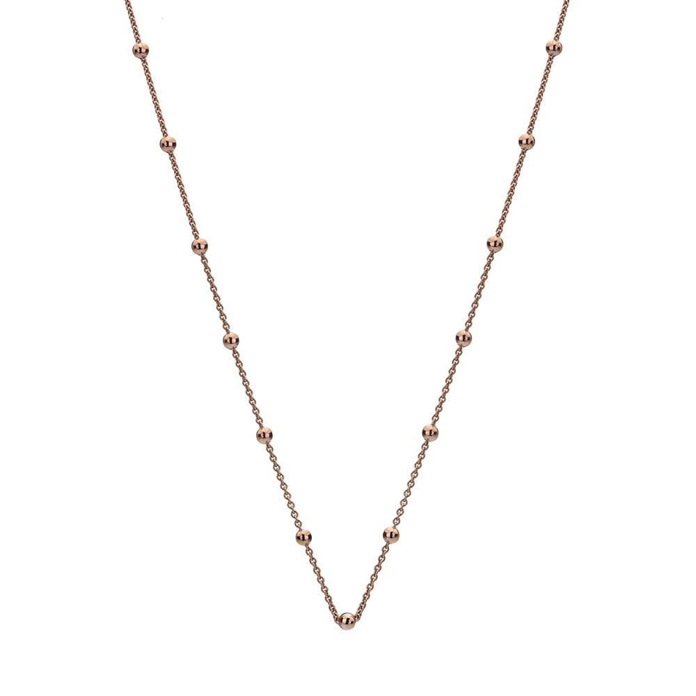 Emozioni rose gold plate silver intermittent bead chain.
