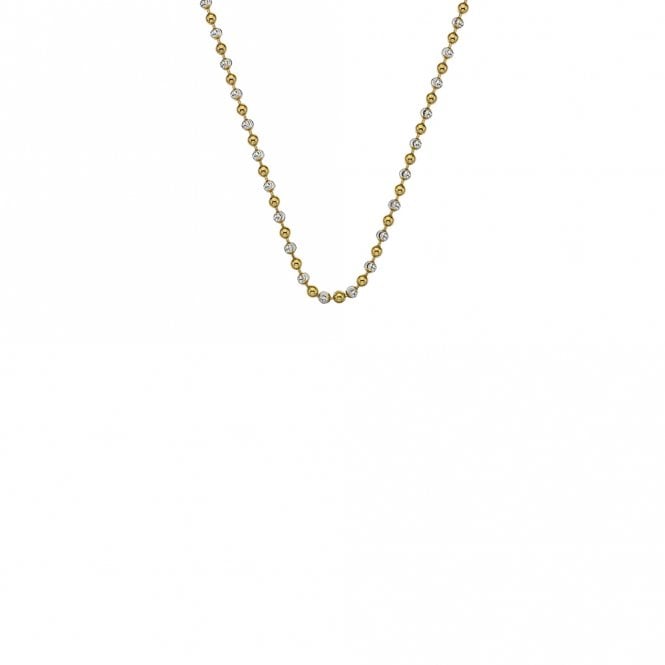 Silver & yellow gold plated alternate bead link chain.