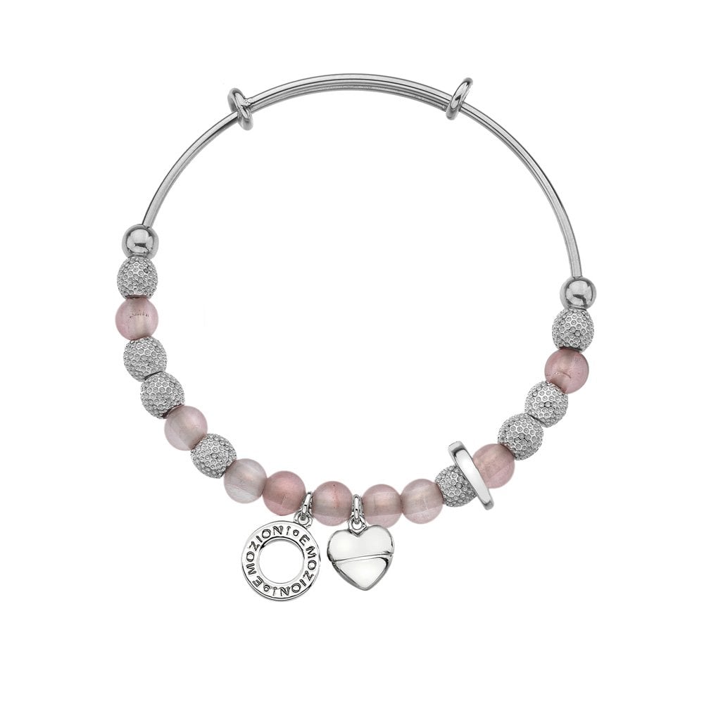 HD Emozioni Silver & Rose Quartz Ula Bangle