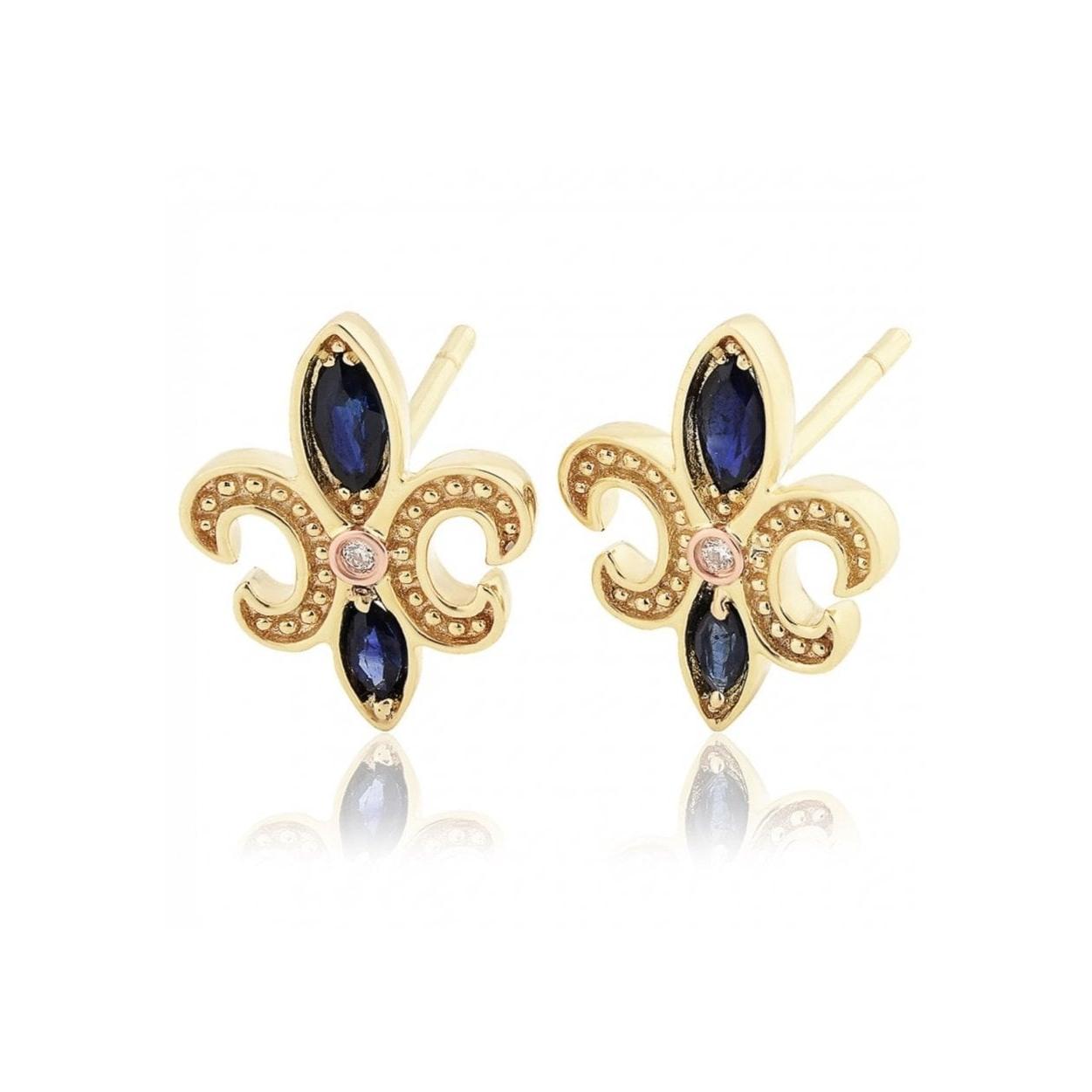 9ct yellow and rose gold Bohemia Sapp+Dia Stud Earrings