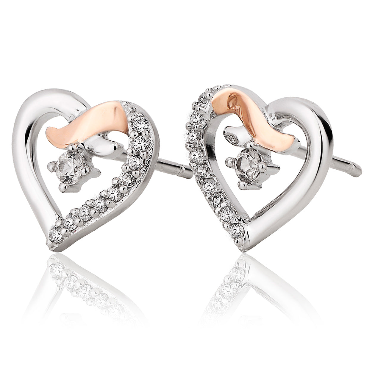 Forever Yours Sterling Silver Kiss Stud Earrings with Zircon