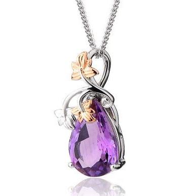 18ct White & Rose Gold Great Vine Amethyst Pendant