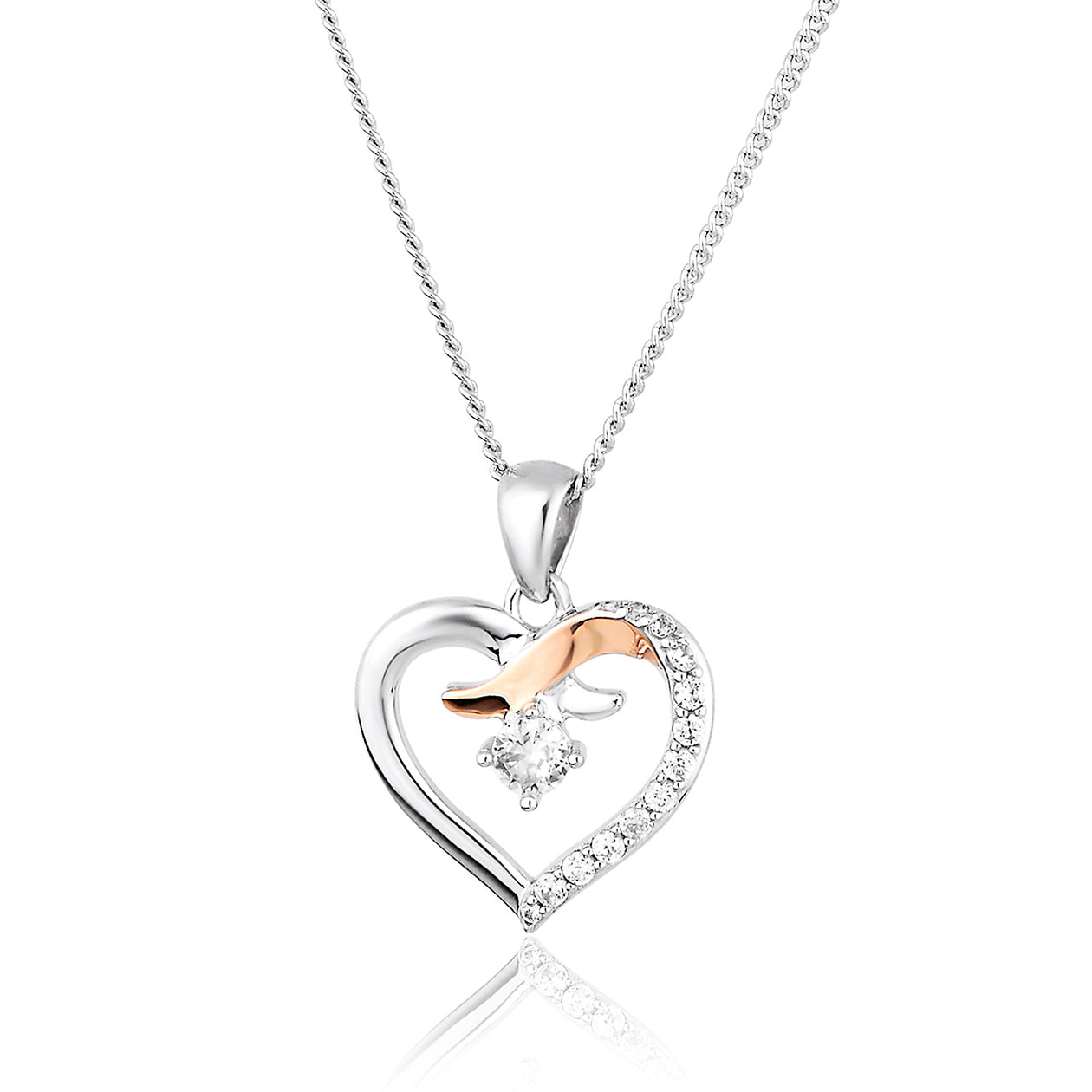 Forever Yours Sterling Silver Kiss Pendant with Zircon