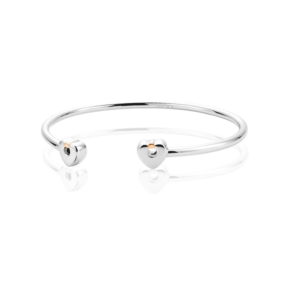 Silver and 9ct Rose Gold Cariad Torque Bangle