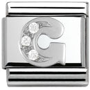 Composable Classic Alphabeth Stainless Steel Cub. Zirc And 925 Silver (G)