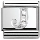 Composable Classic Alphabeth Stainless Steel Cub. Zirc And 925 Silver (J)
