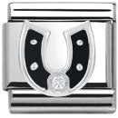Composable Cl Simbols Stainless Steel Enamel 1 Cub. Zirc And 925 Silver (Black