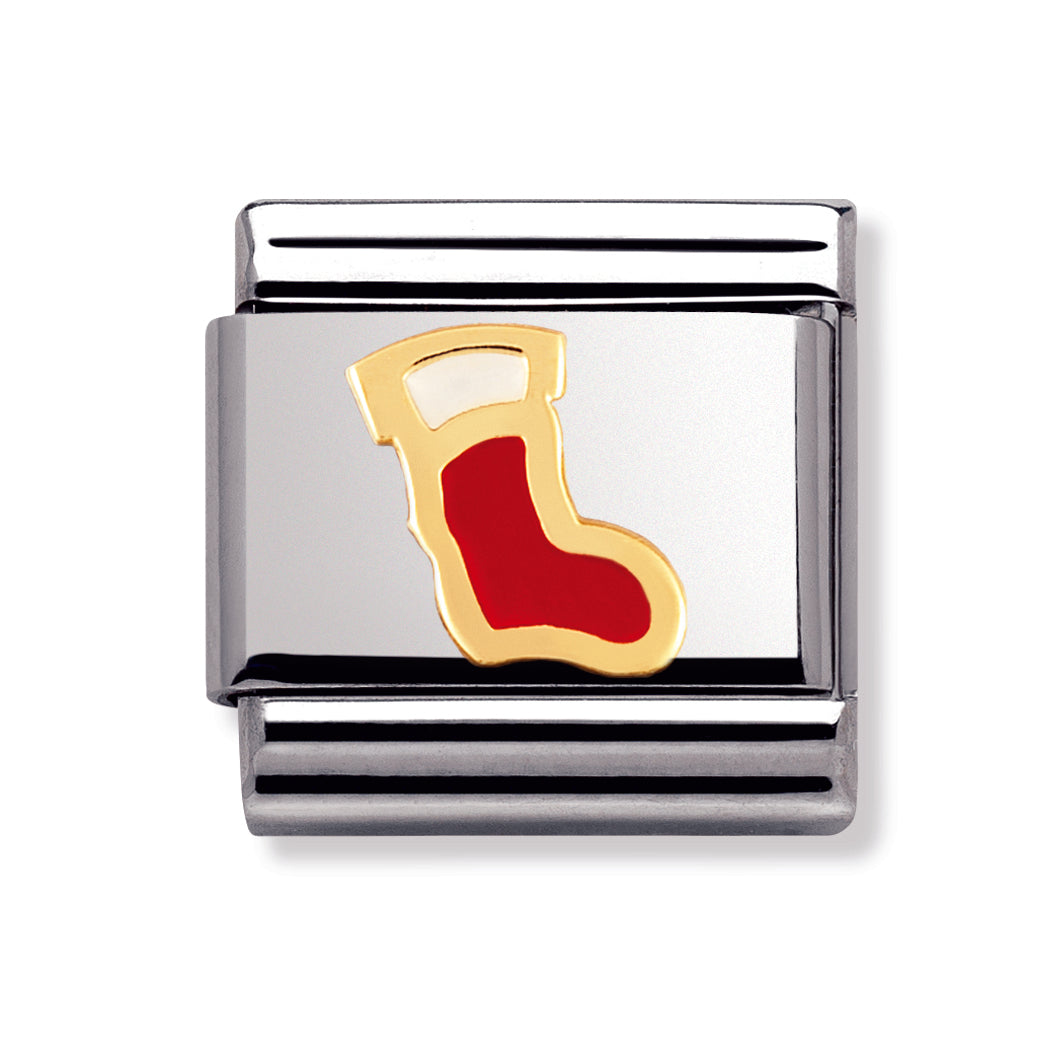 Composable Classic Stainless Steel With Enamel And 18k Gold Christmas - Stocking