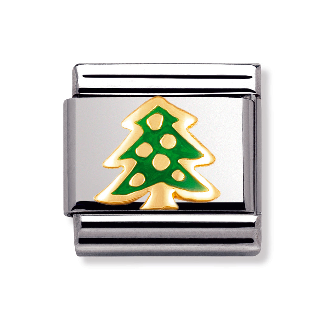 Composable Classic Stainless Steel With Enamel And 18k Gold Christmas - Christmas Tree