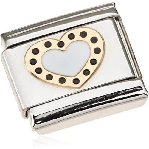 Composable Classic Stainless Steel With Enamel And 18k Gold Pois - white heart