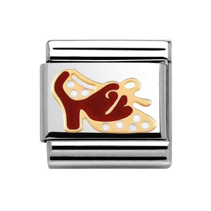 Composable Classic Stainless Steel With Enamel And 18k Gold Pois - red shoe