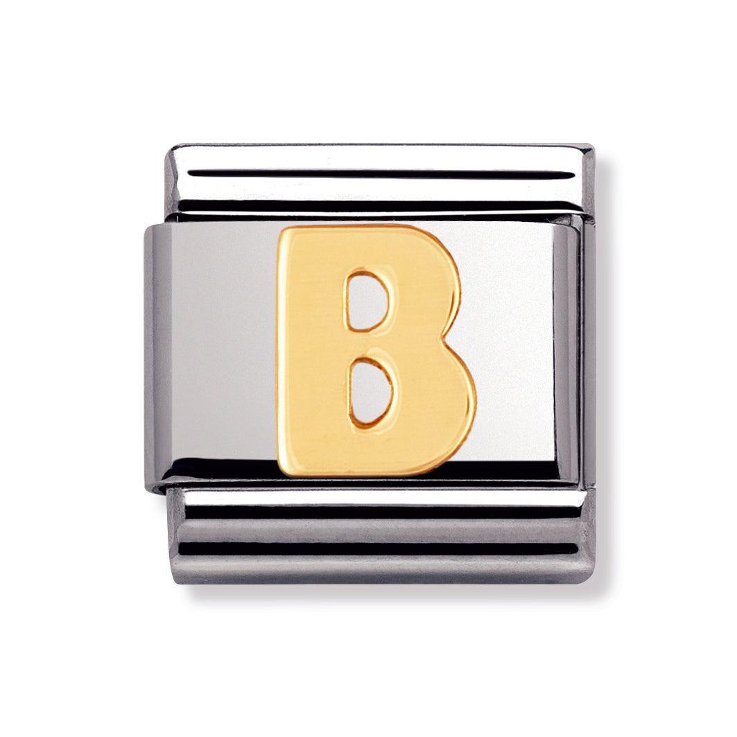 Composable Classic Letters In Stainless Steel With 18k Gold (B)