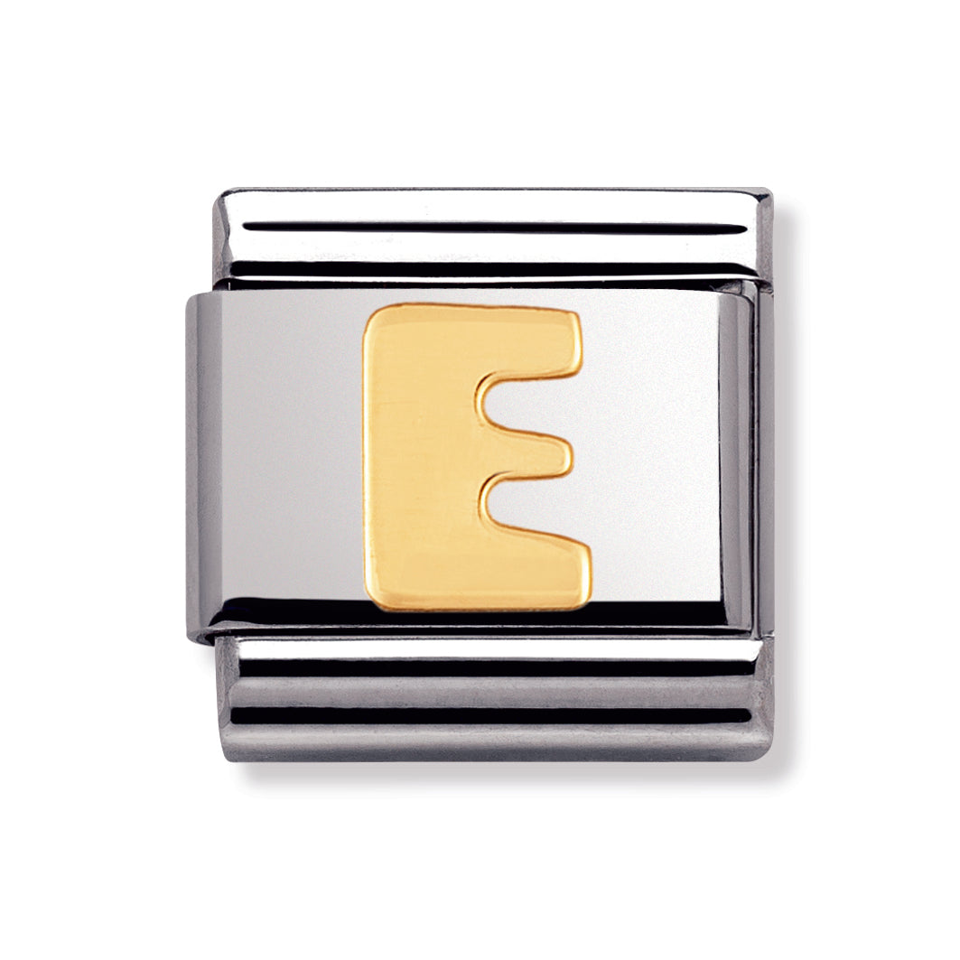 Composable Classic Letters In Stainless Steel With 18k Gold (E)