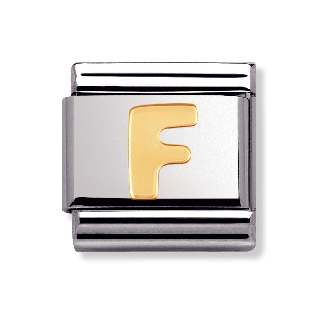 Composable Classic Letters In Stainless Steel With 18k Gold (F)