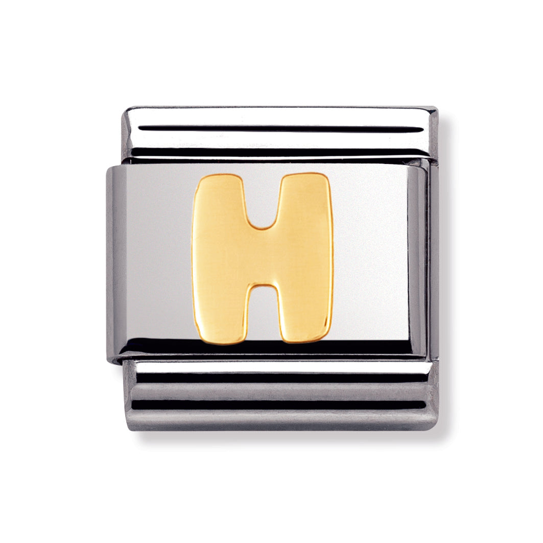 Composable Classic Letters In Stainless Steel With 18k Gold (H)