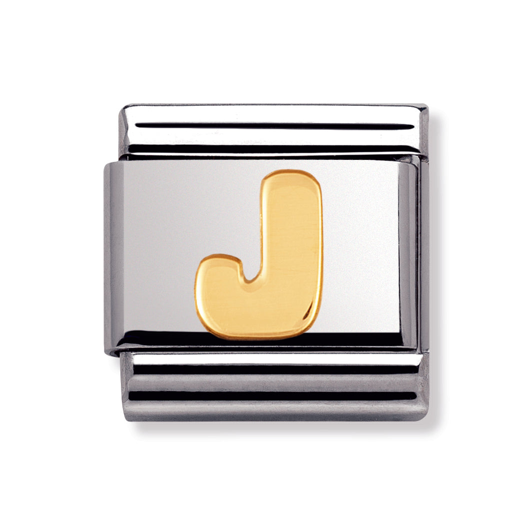 Composable Classic Letters In Stainless Steel With 18k Gold (J)