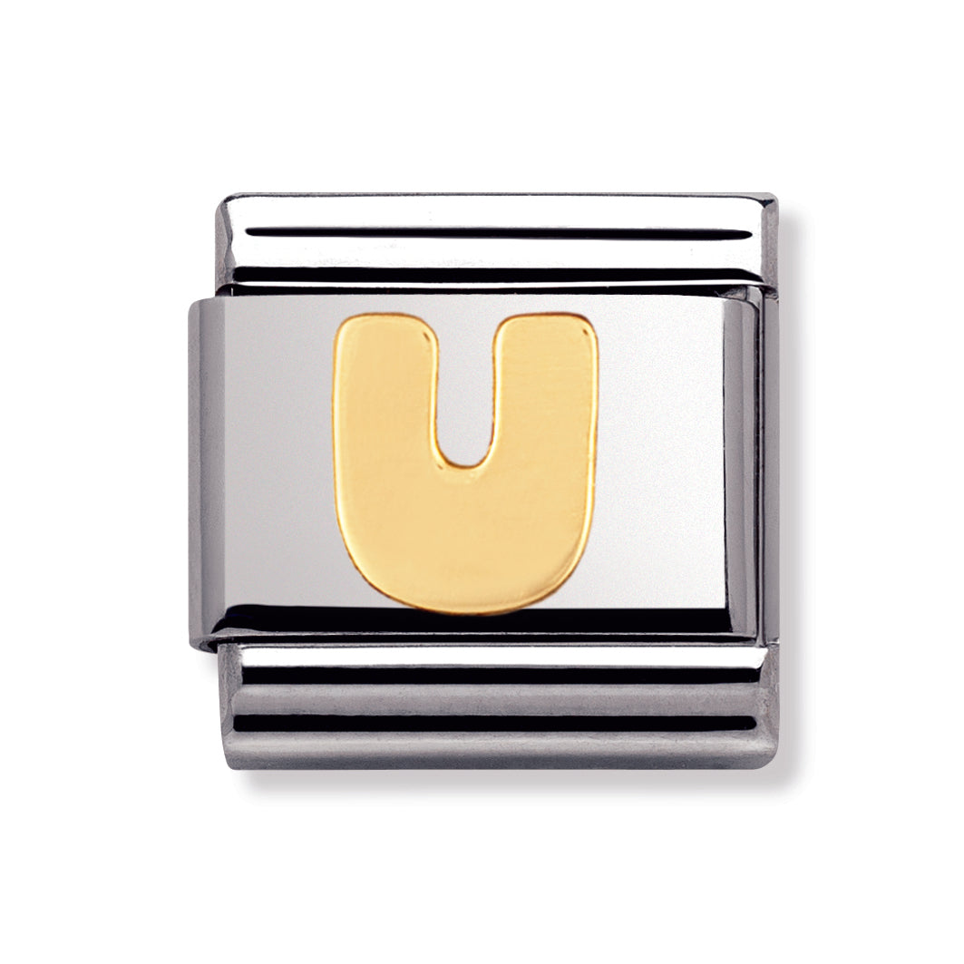 Composable Classic Letters In Stainless Steel With 18k Gold (U)