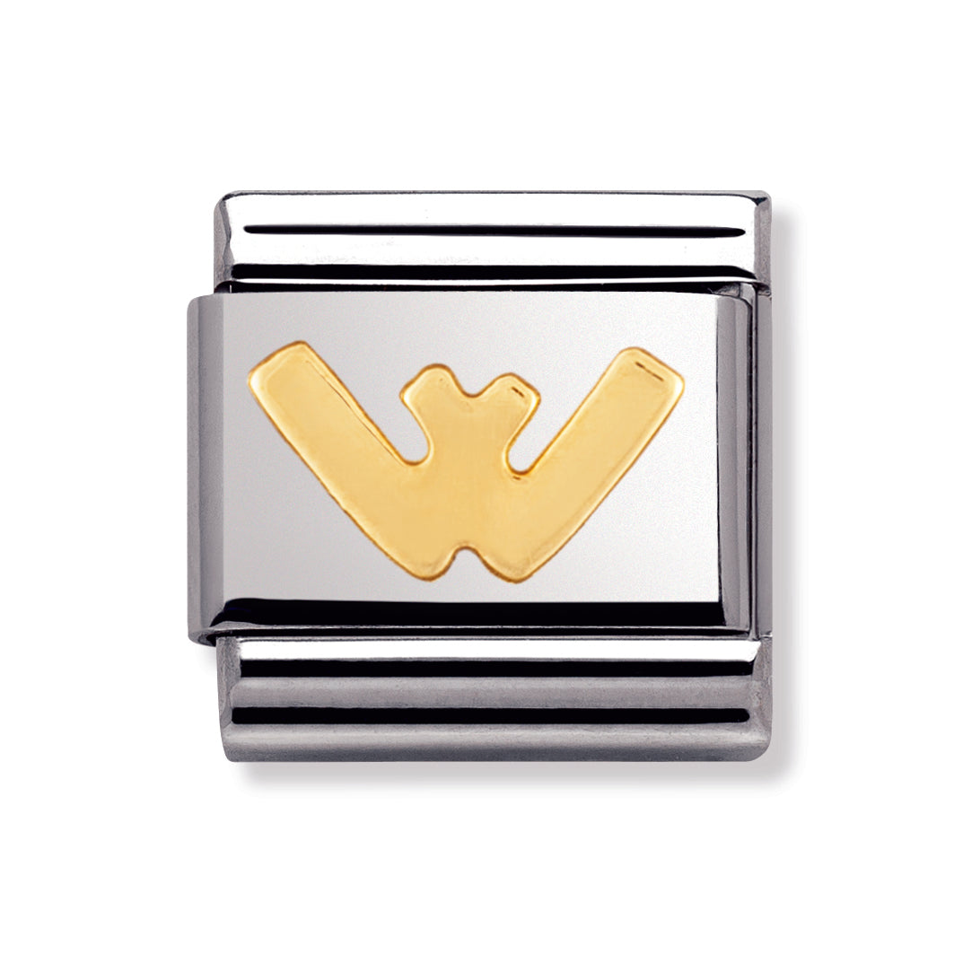 Composable Classic Letters In Stainless Steel With 18k Gold (W)