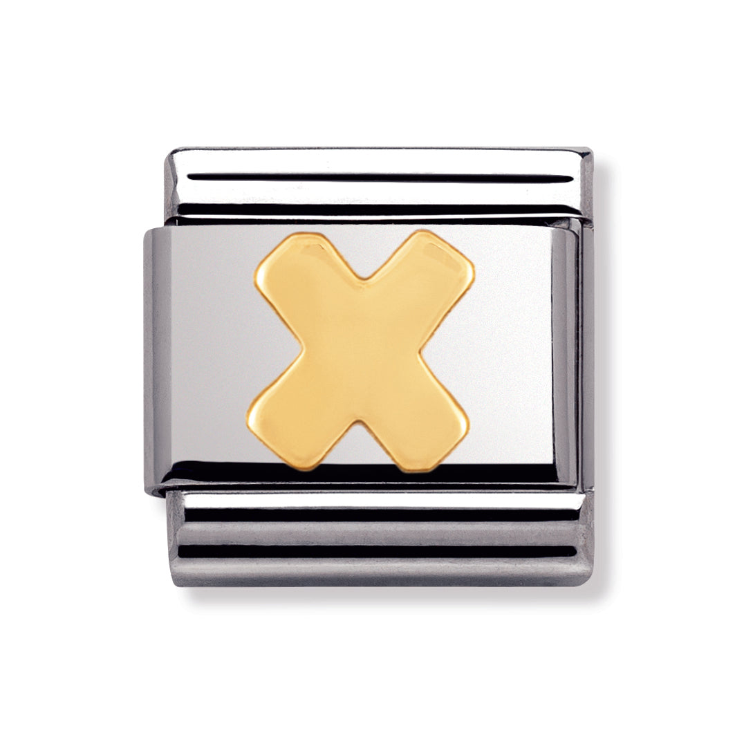 Composable Classic Letters In Stainless Steel With 18k Gold (X)