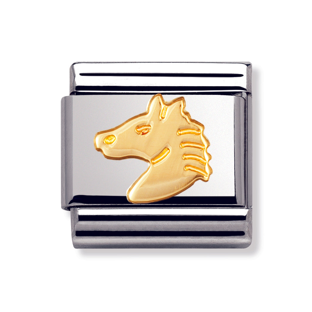 Composable Classic Animals (Earth) In Stainless Steel With 18k Gold (Horses Head)