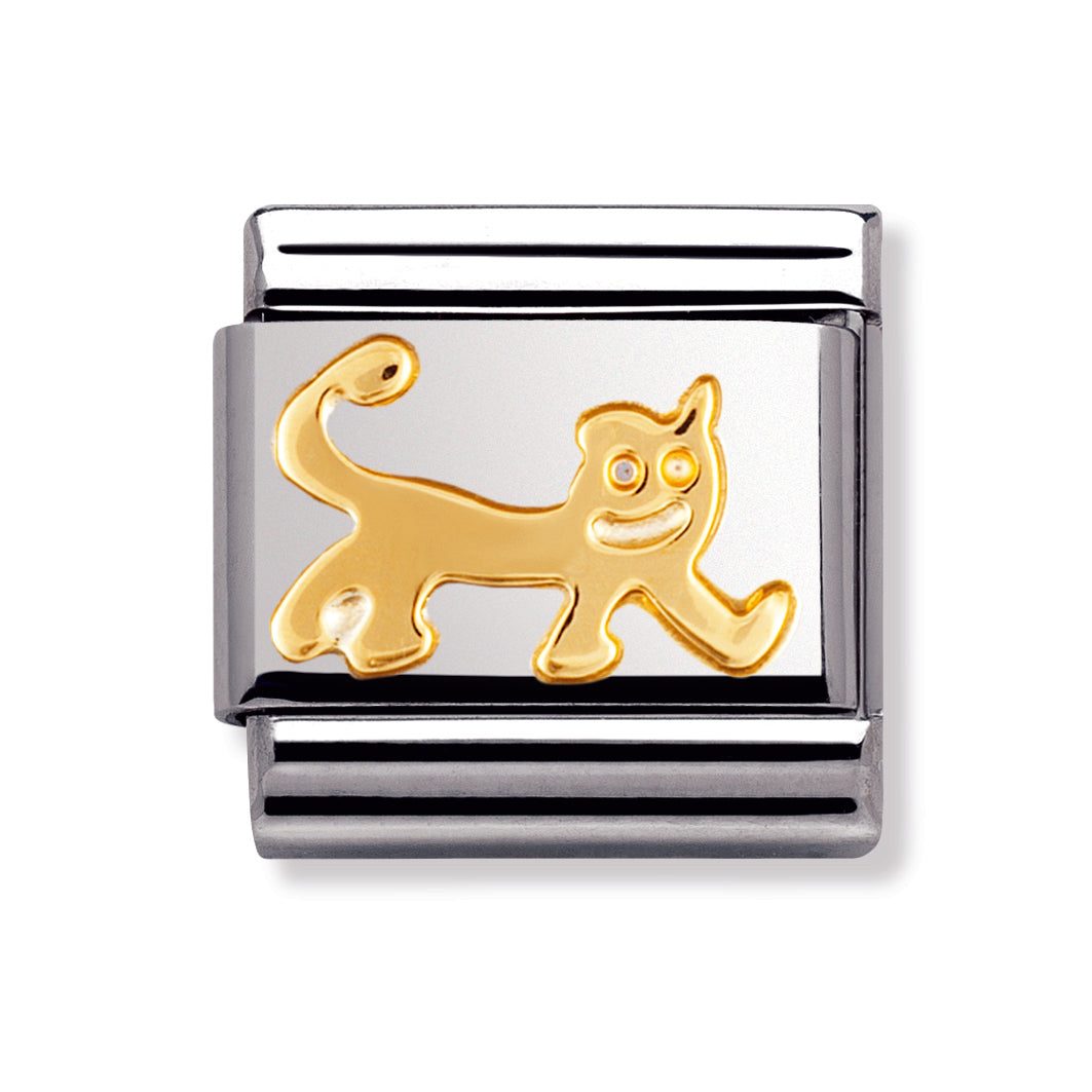 Composable Classic Animals (Earth) In Stainless Steel With 18k Gold (Cat)