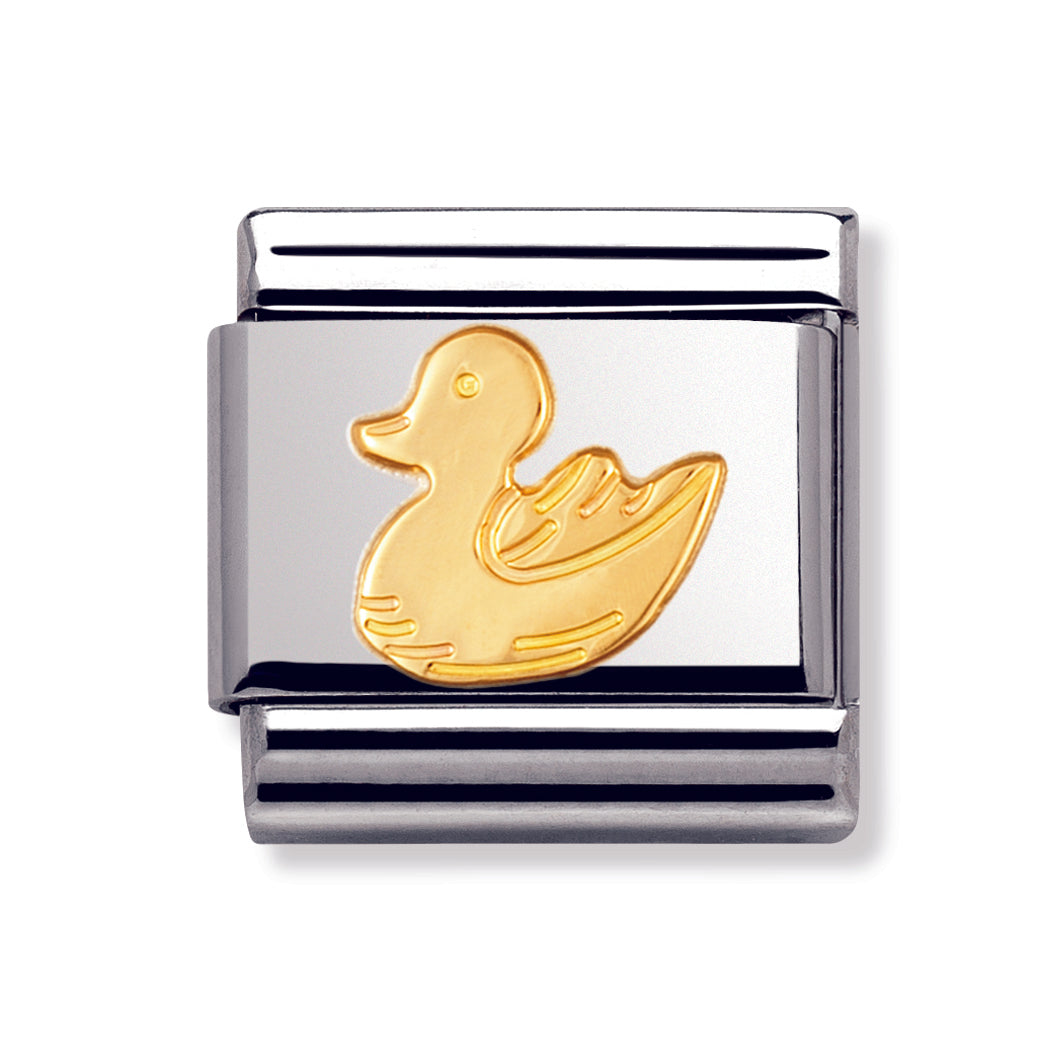 Composable Classic Animals (Water) In Stainless Steel And 18k Gold (Duck)