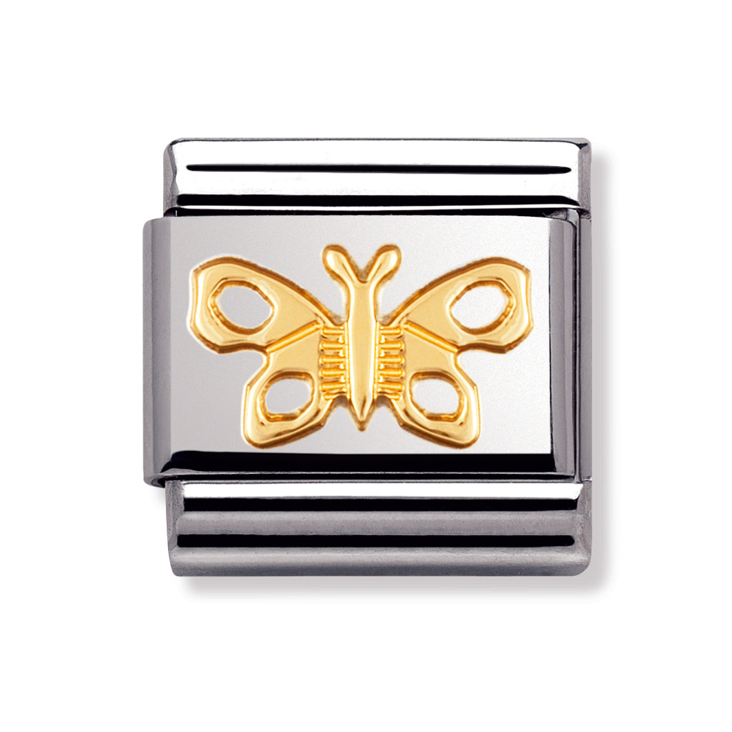 Composable Classic Air Animals In Stainless Steel With 18k Gold (Butterfly)