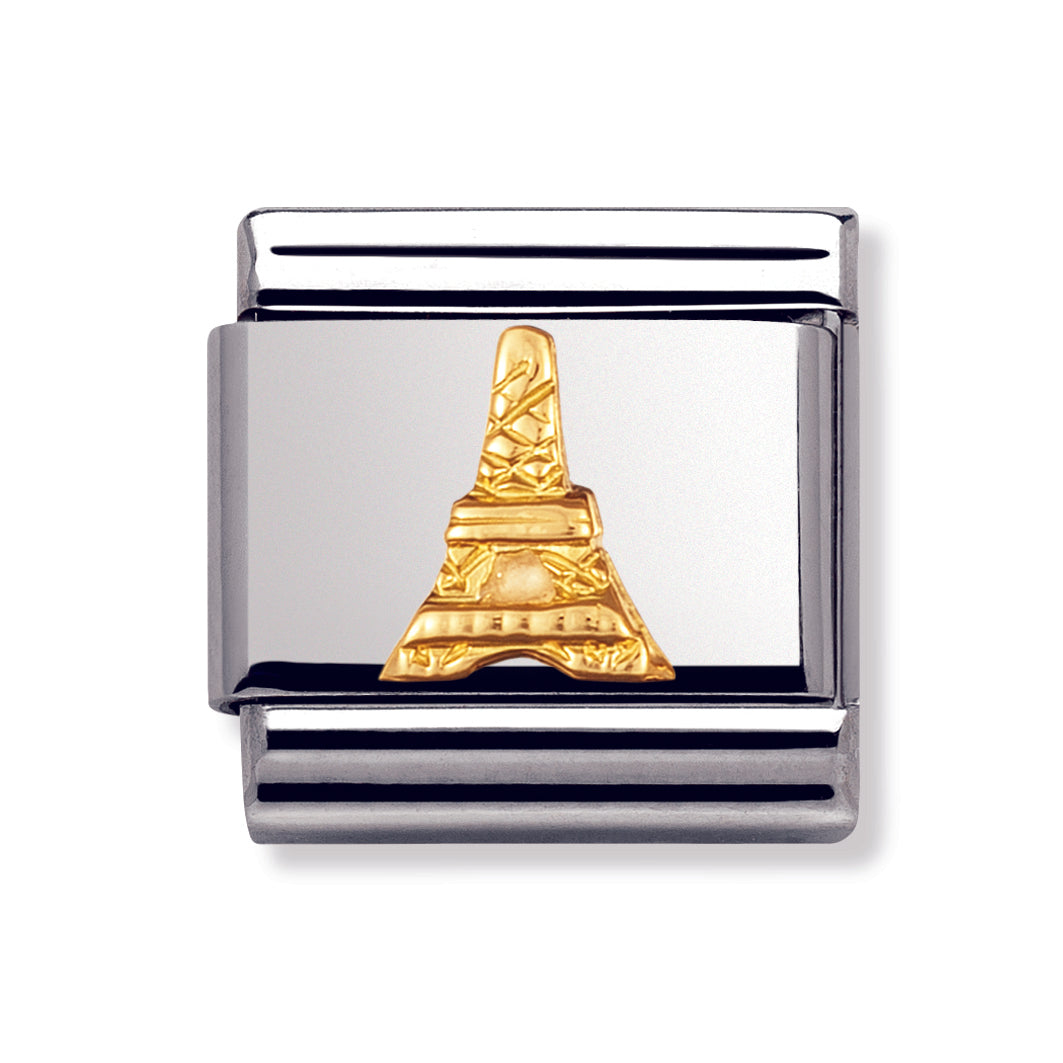 Composable Classic Relief Monumets In Stainless Steel With 18k Gold (Eiffel Tower)