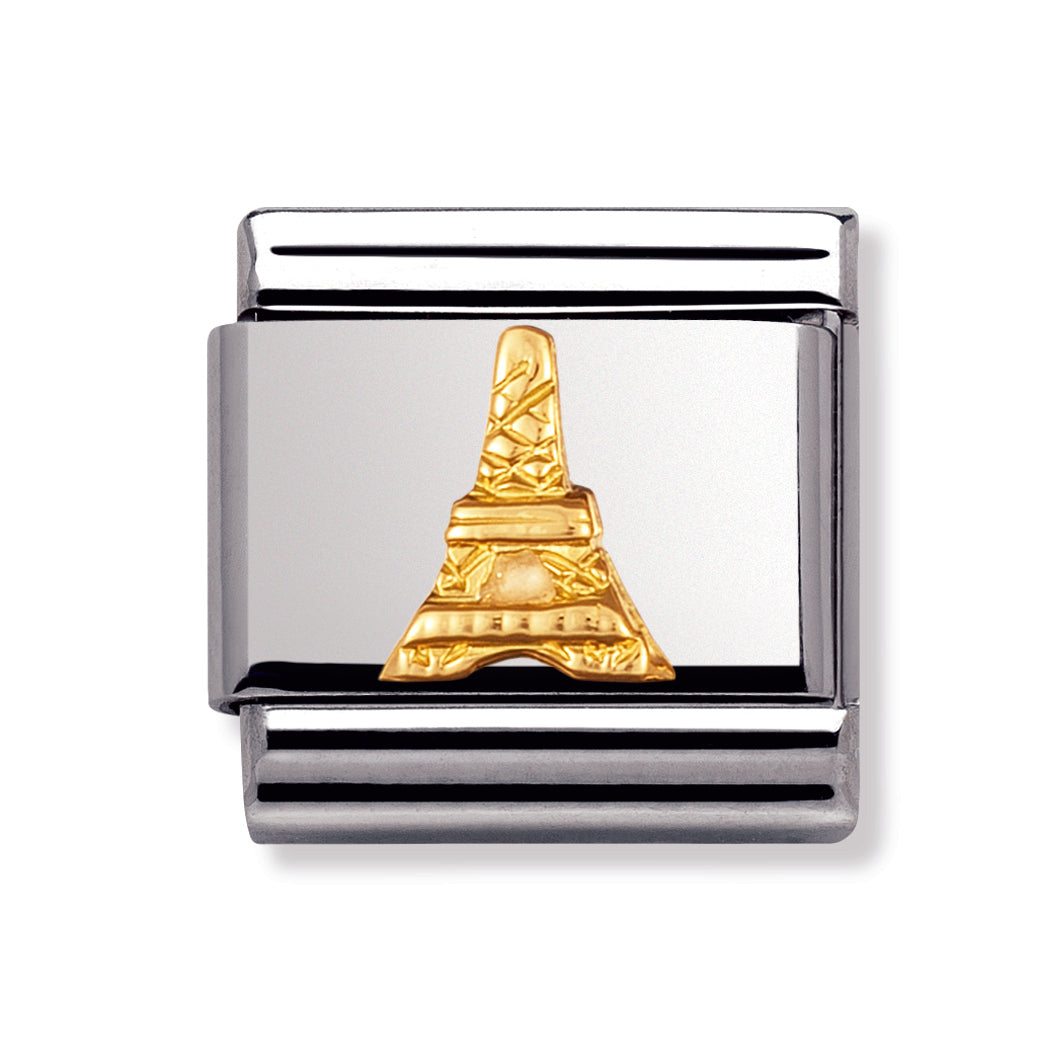 Composable Classic Relief Monumets In Stainless Steel With 18k Gold (Eiffel Tower)