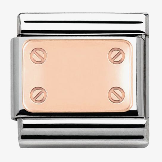 Composable Classic & stainless steel Symbols 9ct Rose and enamel Gold Plate+4 screws