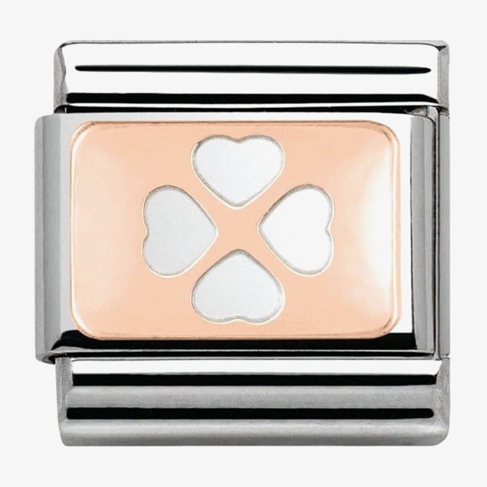 Composable Classic & stainless steel Symbols 9ct Rose and enamel +4 Leaf Clover