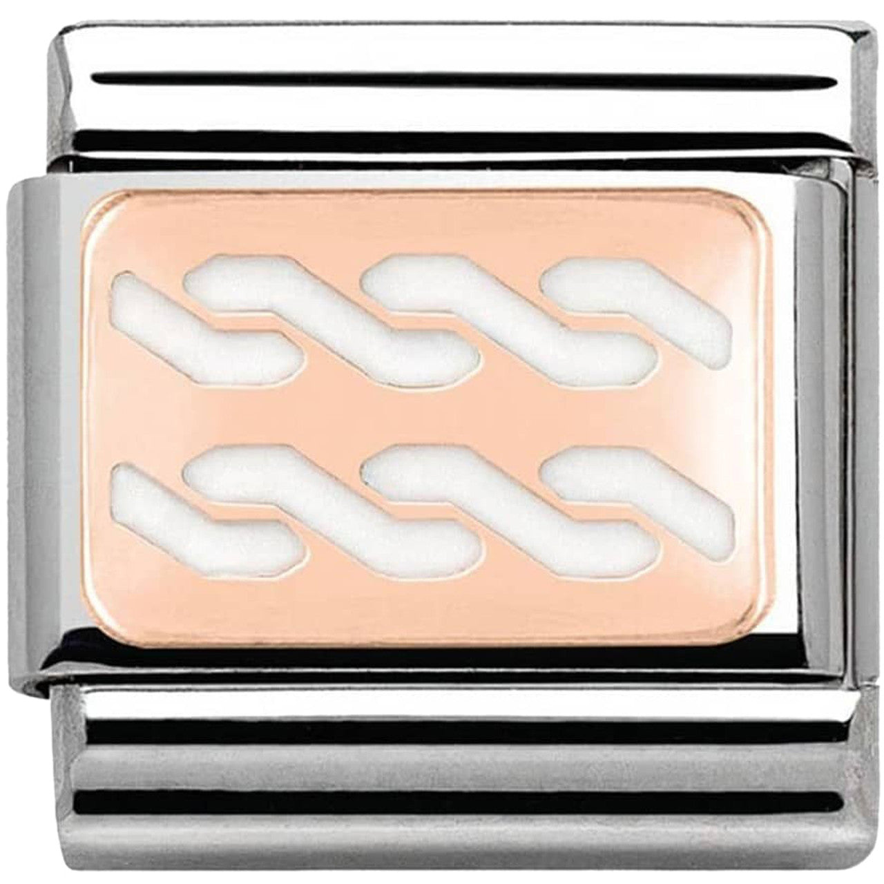 Composable Classic & stainless steel Symbols 9ct Rose and enamel +Wht Enamel Plaits