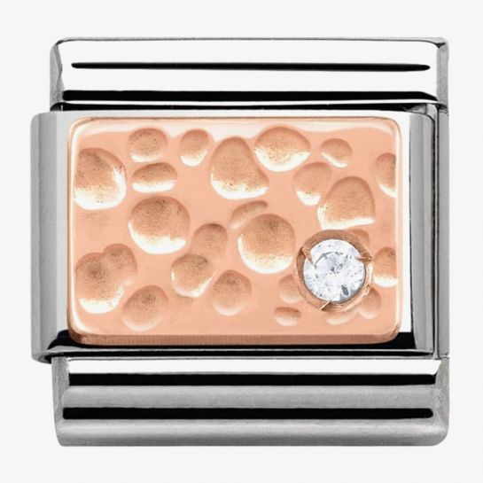 Composable Classic & stainless steel 9ct Rose Couture+ Bubbles & White cz