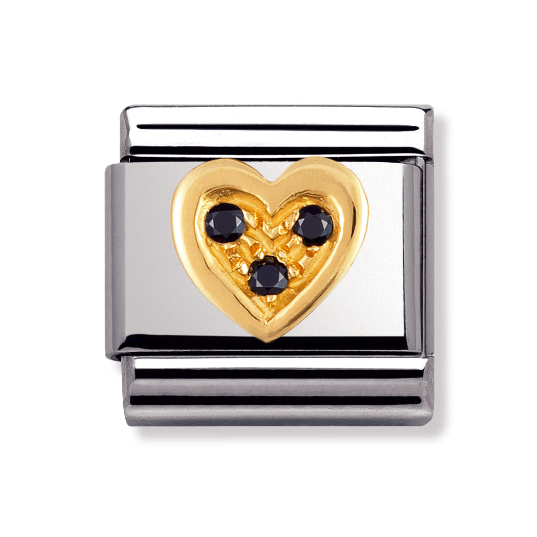 Composable Classic Love In Stainless Steel With 18k Gold And Cubic Zirconia (Black Heart)