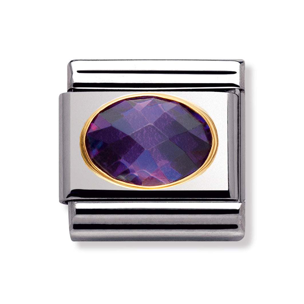 Composable Classic Faceted Cubic Zirconia Stainless Steel And 18k Gold (Purple)