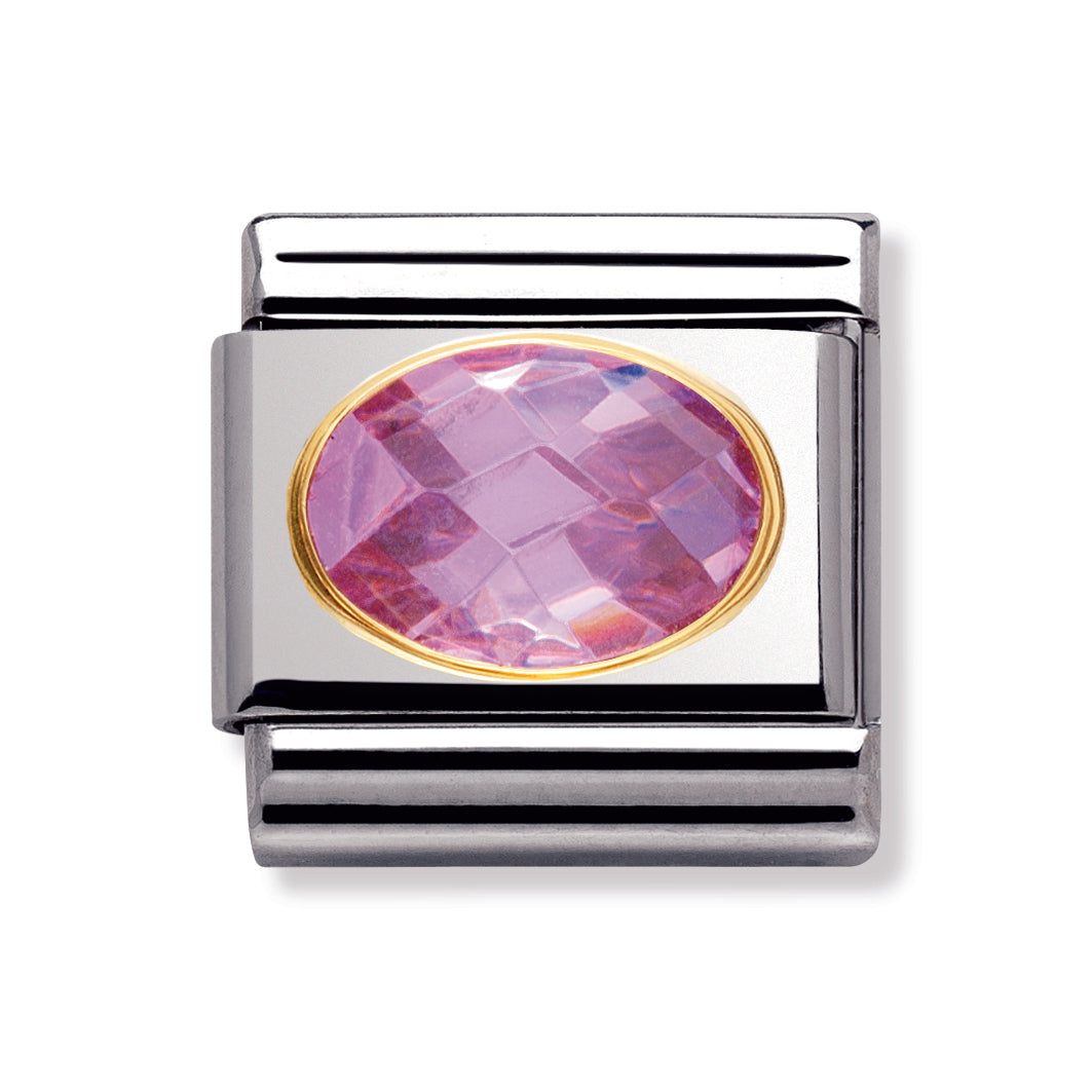 Composable Classic Faceted Cubic Zirconia Stainless Steel And 18k Gold (Pink)