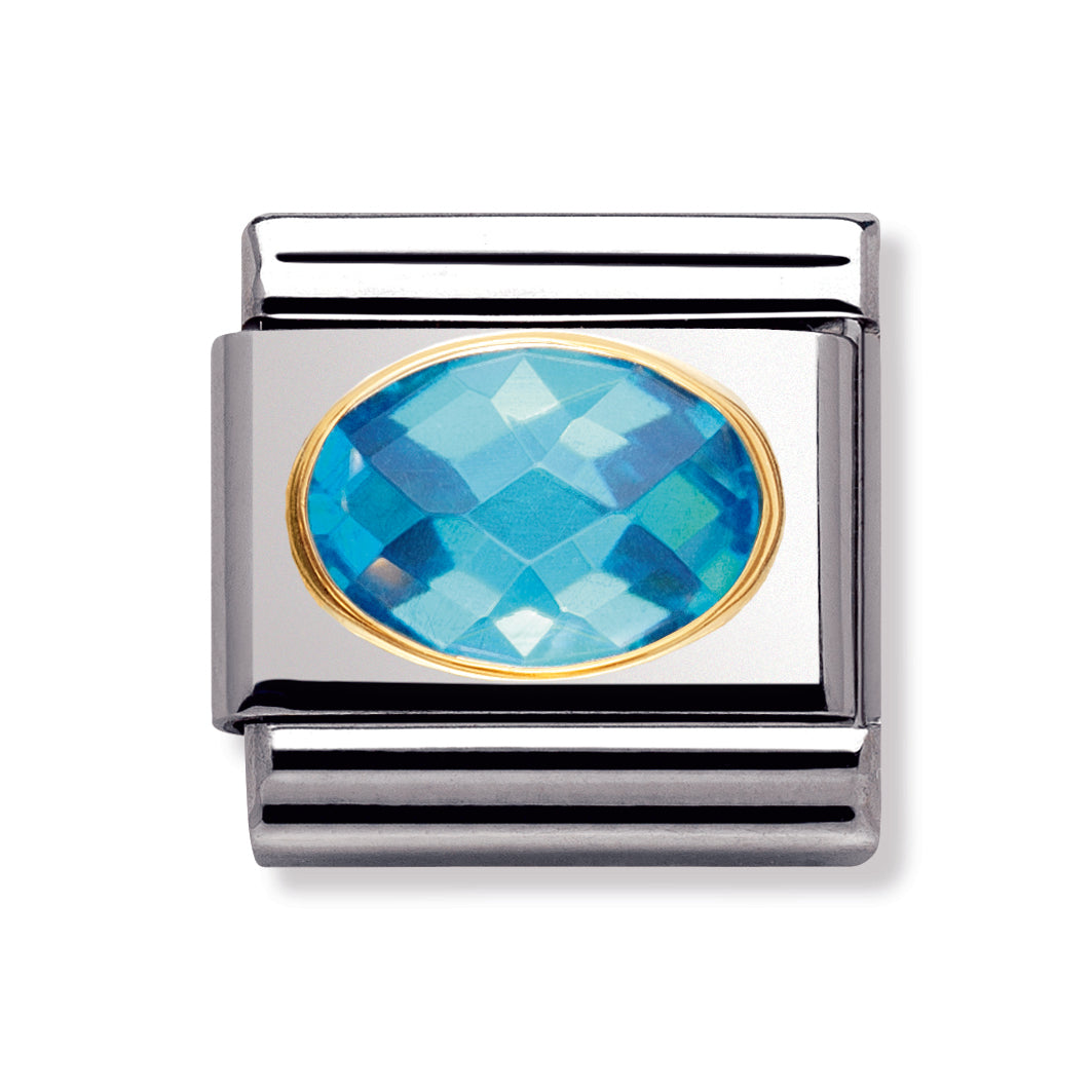Composable Classic Faceted Cubic Zirconia Stainless Steel And 18k Gold (Light Blue)