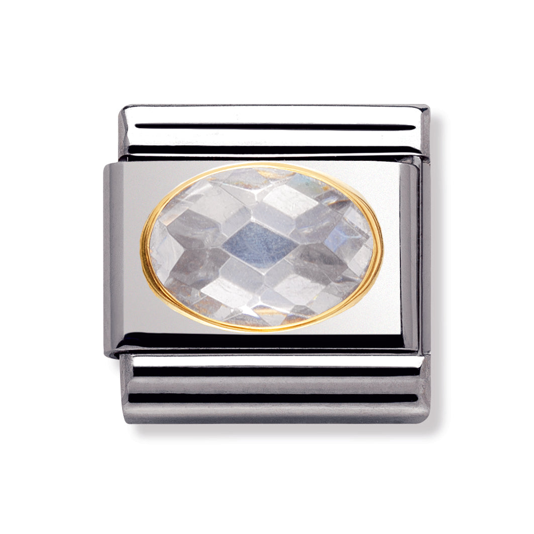 Composable Classic Faceted Cubic Zirconia Stainless Steel And 18k Gold (White)