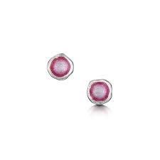 Sheila Fleet Silver & Enamel Lunar Hot Pink Stud Earrings