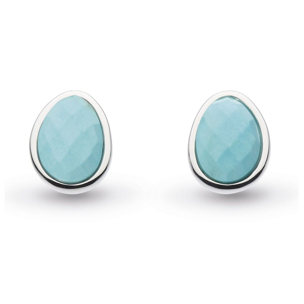 Silver Coast Pebble Turquoise Set Stud Earrings