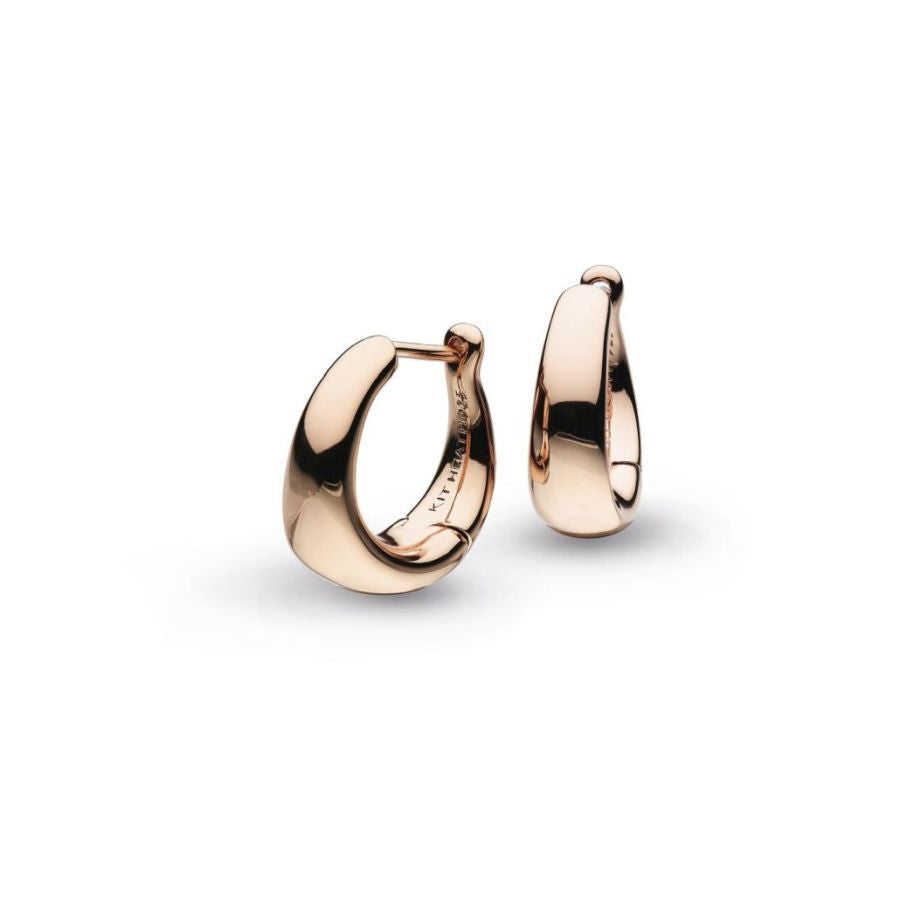 Silver Bevel Cirque Small Hinged Rose Gold Hoop Earrings