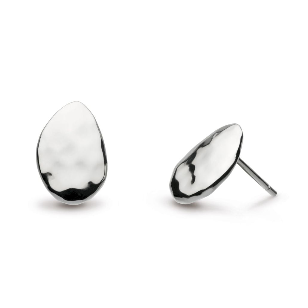 Silver Coast Pebble Hammered Stud Earrings