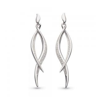 Silver Entwine Twine Twist Cubic Zirconia Pave Set Drop Earrings