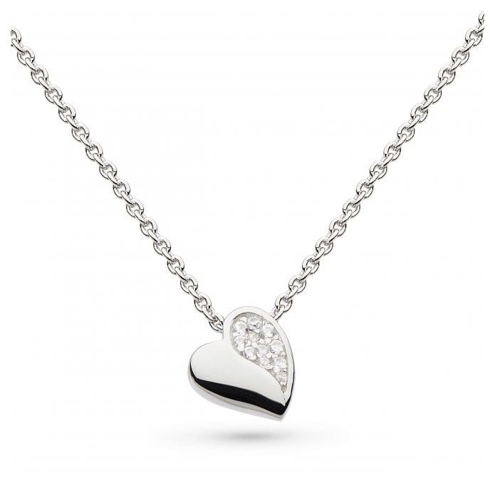 Silver Miniature Sparkle CZ Sweet Heart 17' Necklace