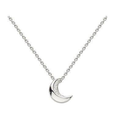 Silver Miniature Sparkle CZ Mini Moon 17' Necklace
