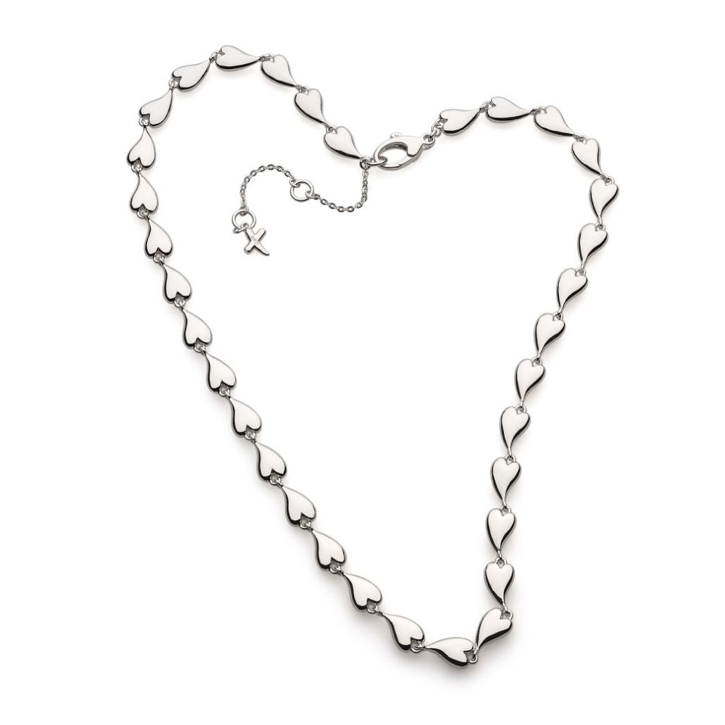 Silver Desire Kiss Linking Hearts Collar Necklace