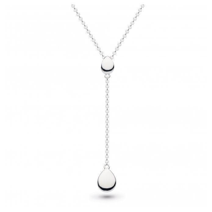 Rhodium Plated Silver Coast Pebble Linking Pebbles Chain Drop Lariat Necklace