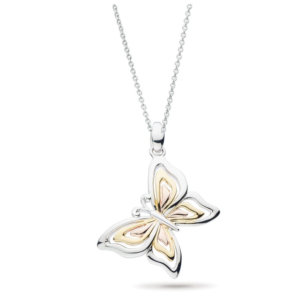 Silver & Yellow Gold Plated Blossom Flyte Butterfly Necklace