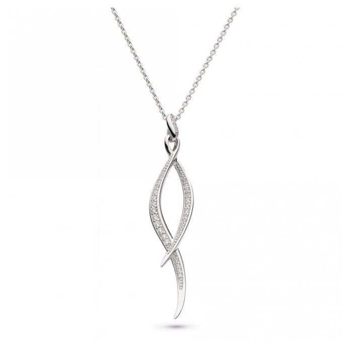 KH Silver Entwine Twine Twist CZ Pave Ncklce