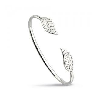 Silver Blossom Eden Twin Leaf Bangle